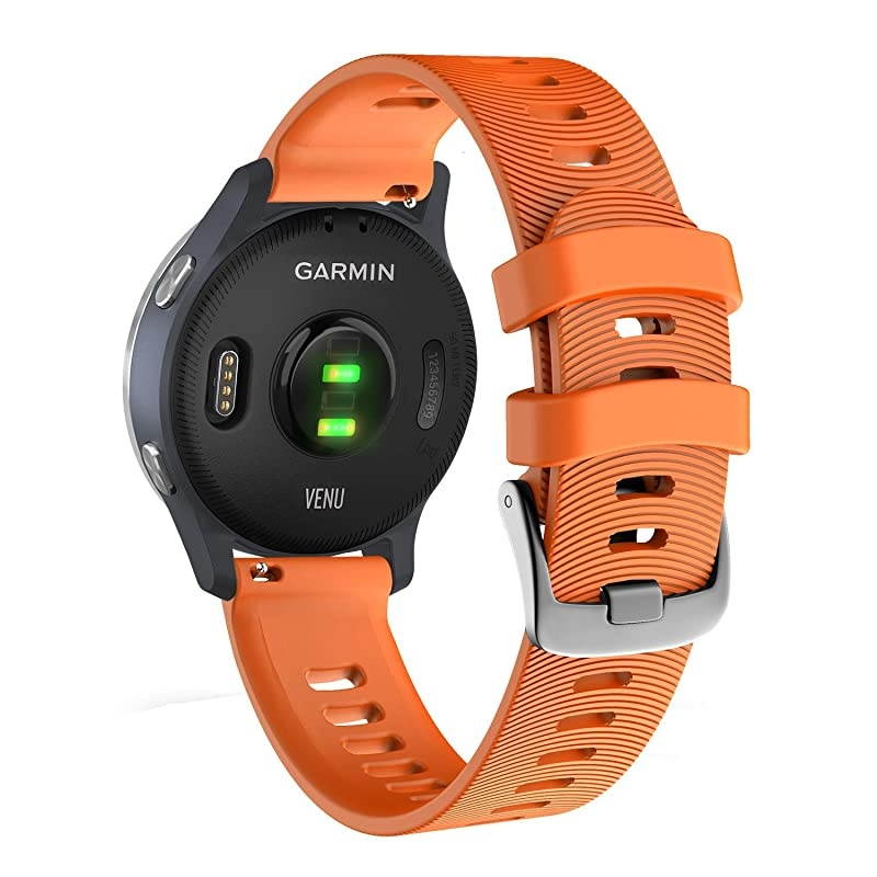 Garmin Venu GPS Smartwatch with AMOLED Display and Included  3 Straps Bundle (Granite Blue/Silver, Lime/Orange/Pink)