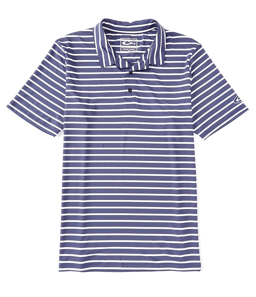 Drake Stripe Performance Stretch Short-Sleeve Polo Shirt