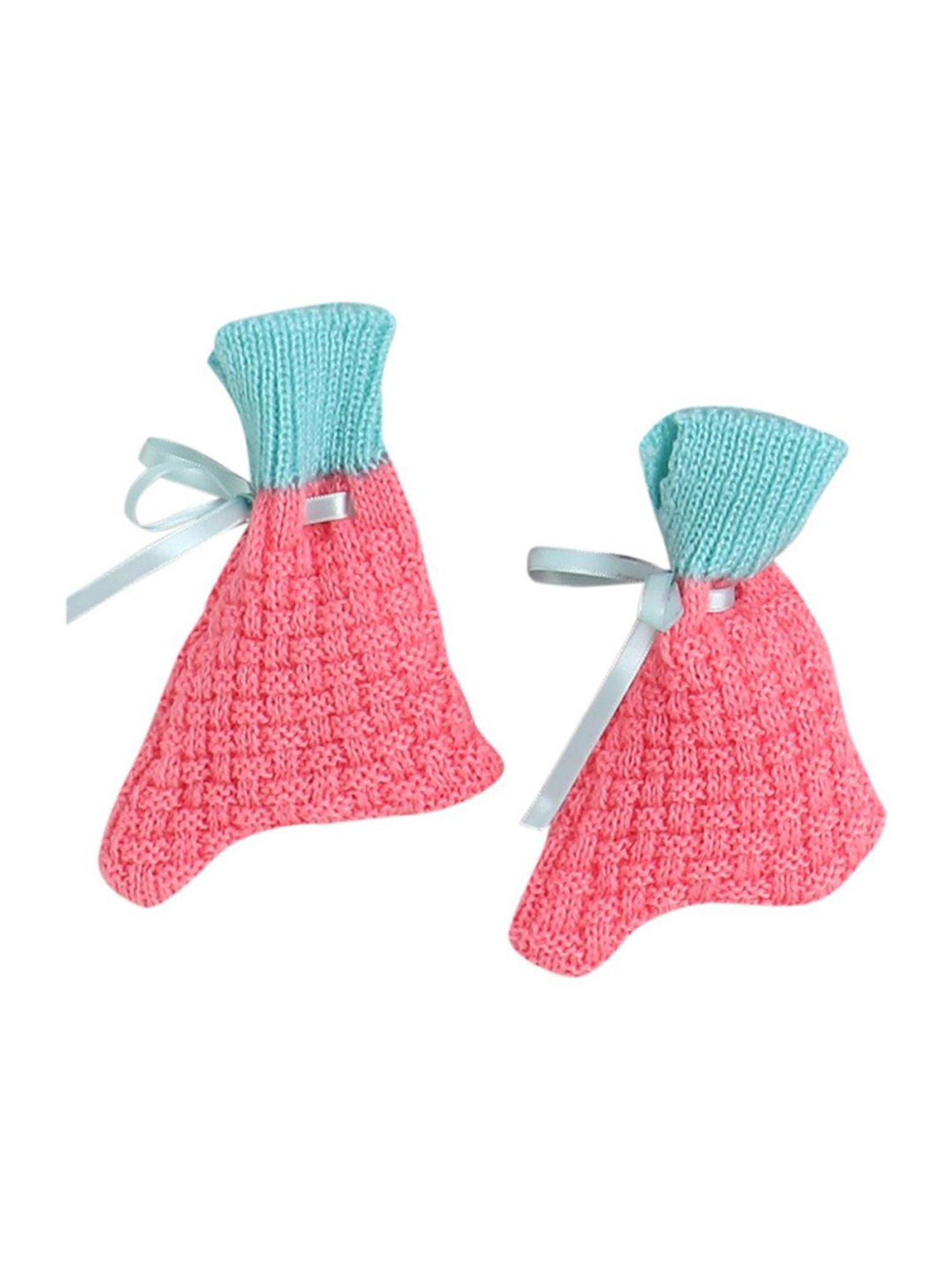 Little Angels Kids Pink & Green Color Block Full Sleeves Sweater Set