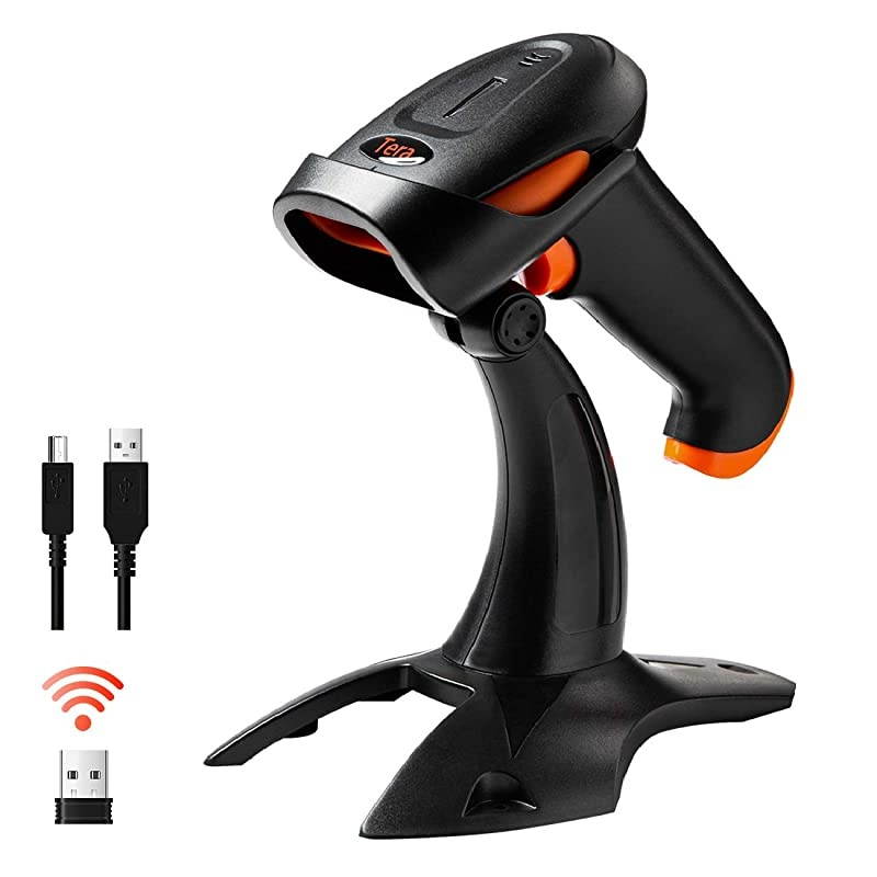 Wireless 2D QR Barcode Scanner with Stand 3 in 1 Compatible with Bluetooth amp 24GHz Wireless amp Wired Connection Connect Smart Phone Tablet PC USB Image Bar Code Reader with Vibration Alert