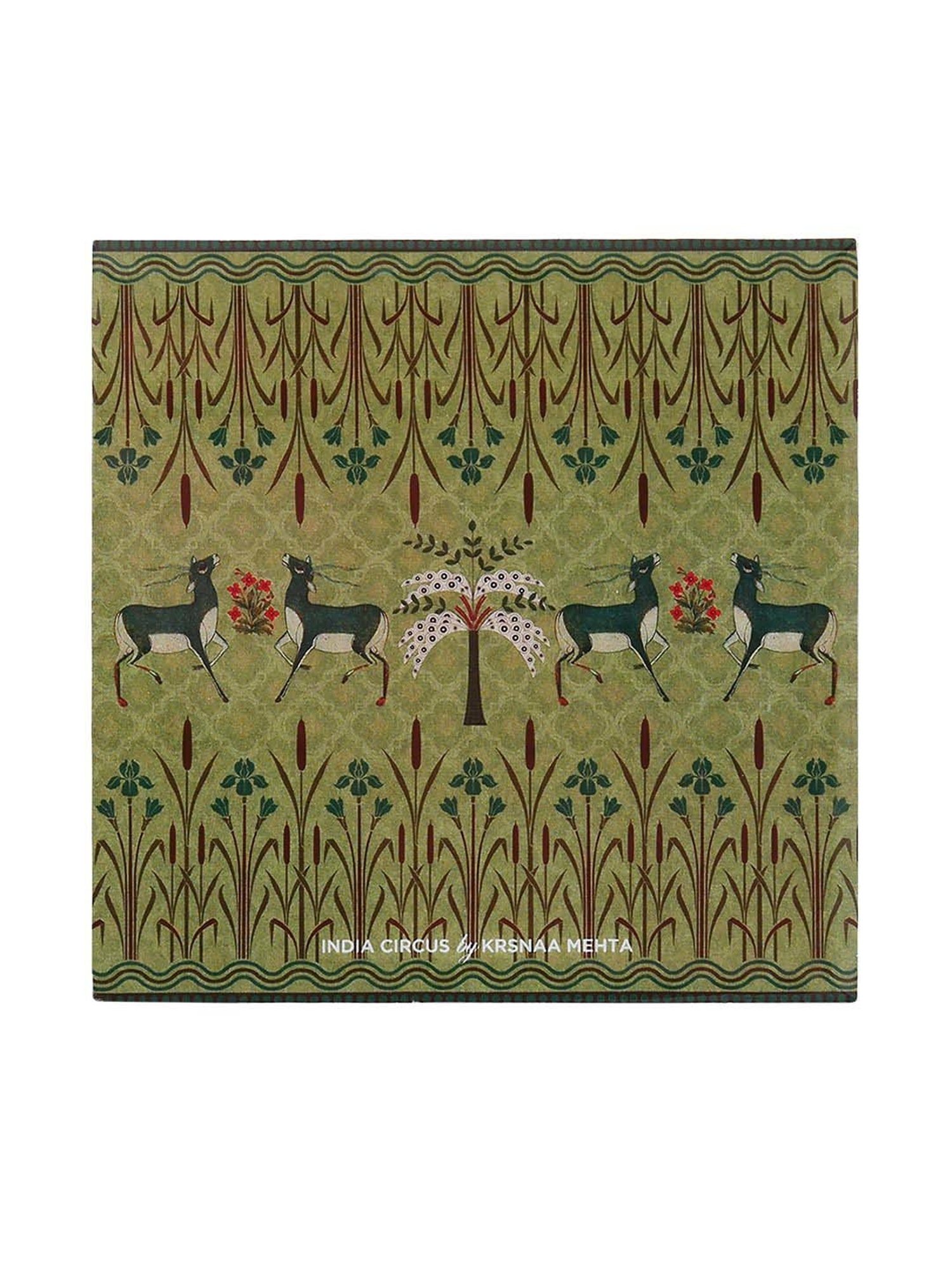 India Circus by Krsnaa Mehta Multicolor Mdf Mirroring Deer Garden Table Coaster - Set of 6