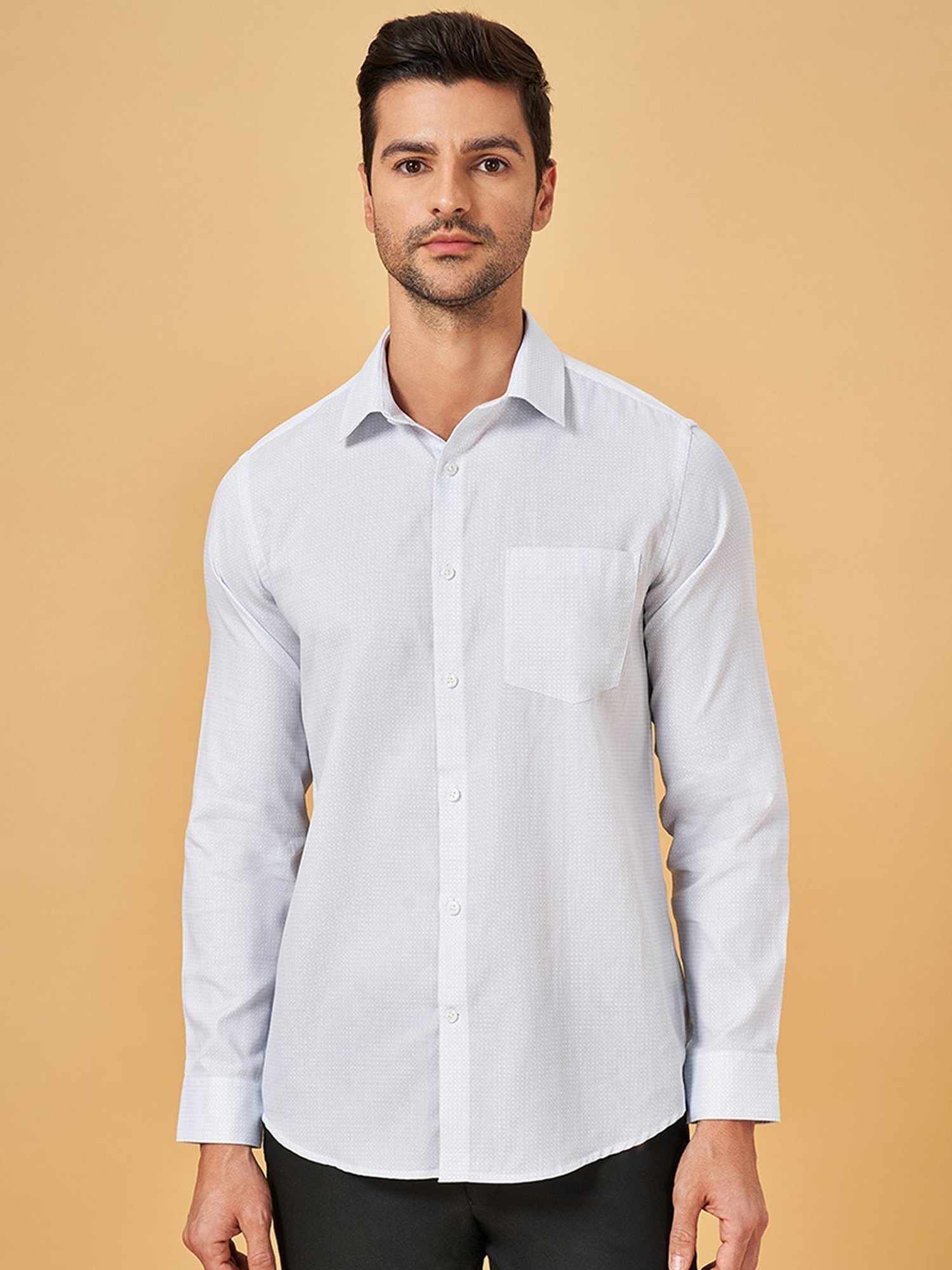 Peregrine by Pantaloons Sky Blue Cotton Slim Fit Shirt