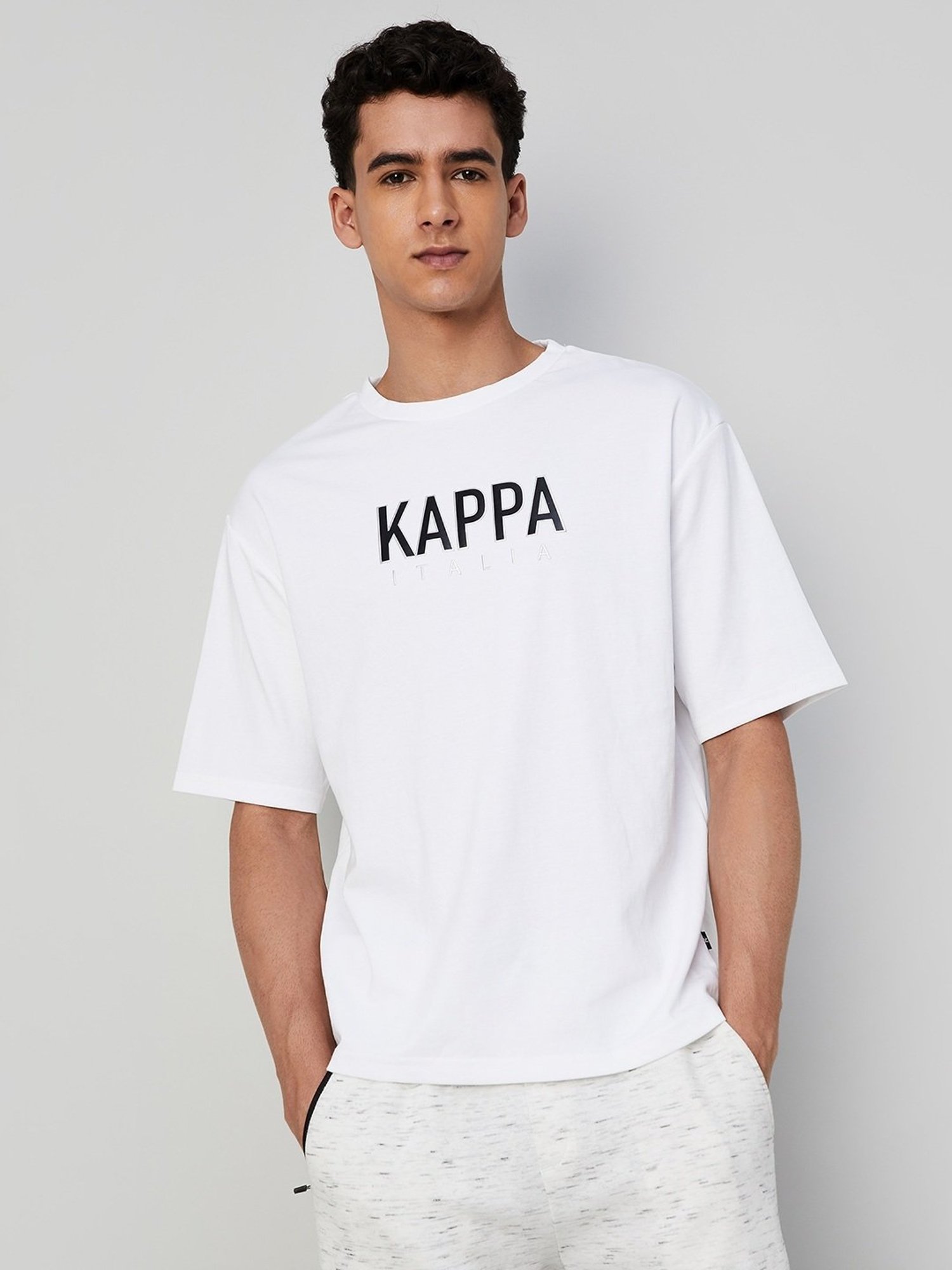 Kappa White Regular Fit Printed T-Shirt