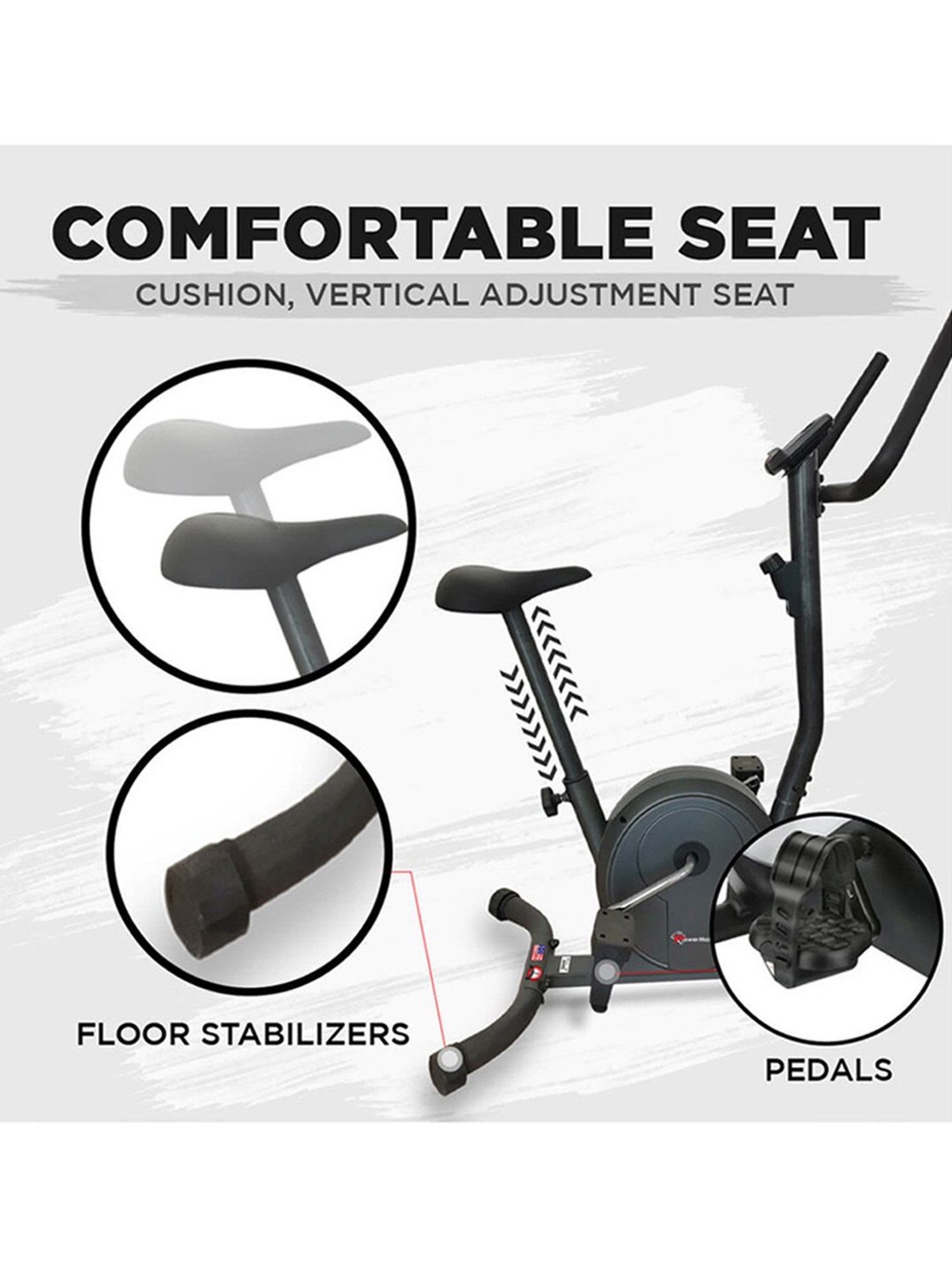PowerMax Fitness BU-300 Upright Bike (Black)