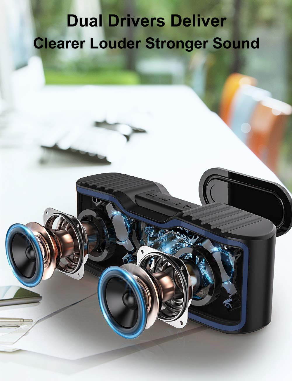 AOMAIS Sport II Portable Wireless Bluetooth Speakers 4.0 Waterproof IPX7, 20W Bass Sound, Stereo Pairing, Durable Design Backyard, Outdoors, Travel, Pool, Home Party (Orange)