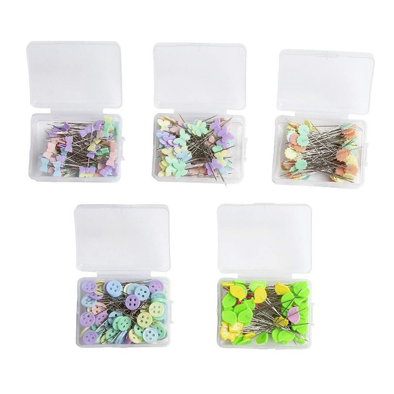 Sewing Pins, Flat Head Quilting Pins in 5 Designs (1.6 to 2 Inches, 475 Pieces)