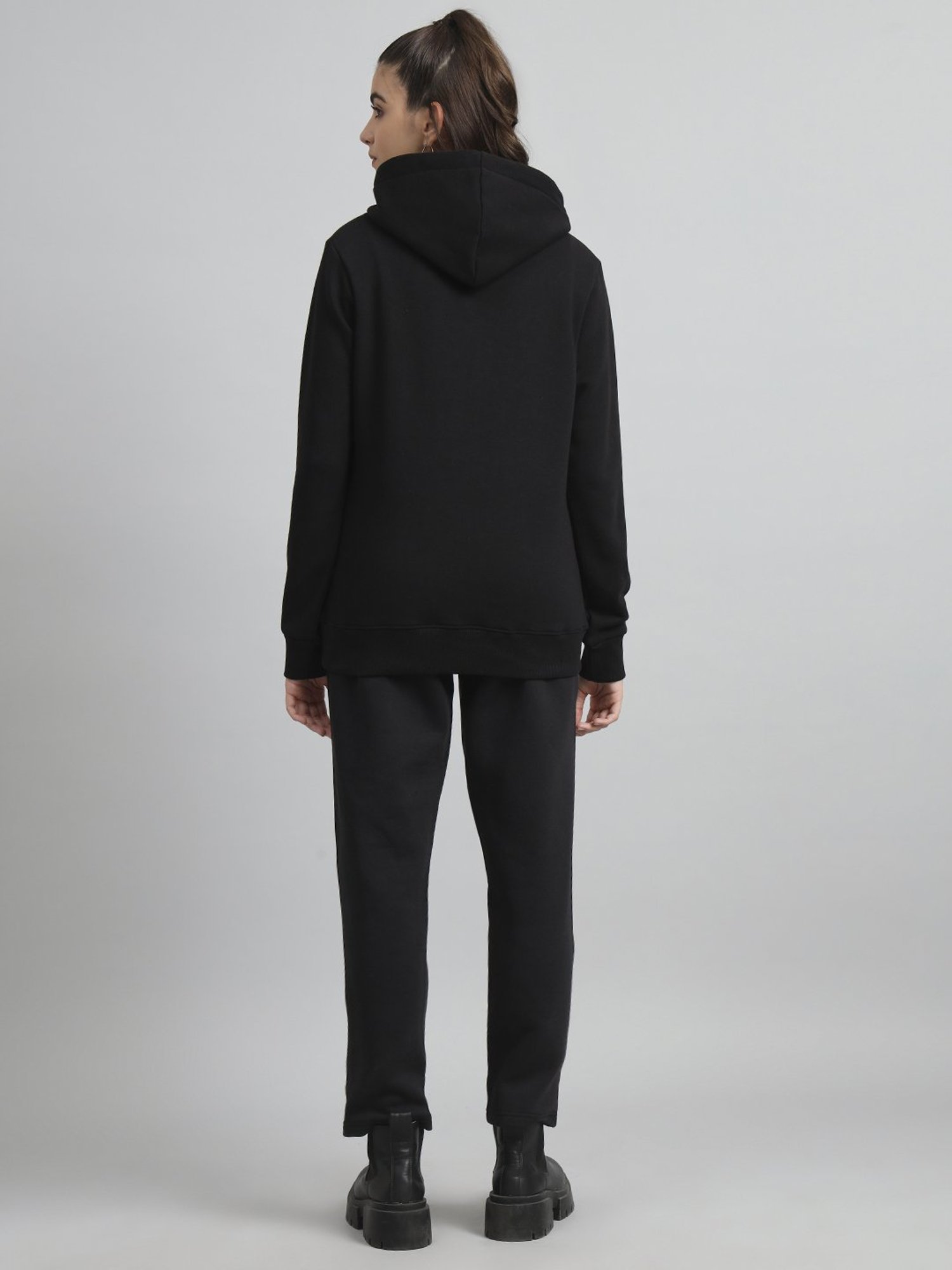 GRIFFEL Black Printed Sweatshirt Track Pants Set