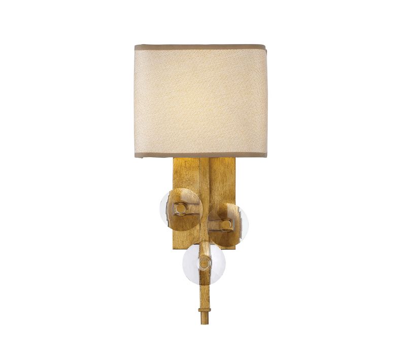 16" Engeared 1 Light Wall Sconce Antiqued Gold Leaf/Gold Fabric - Varaluz