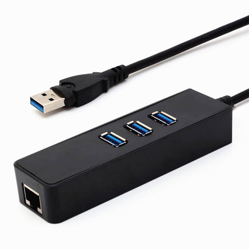 3-Port USB 3.0 Hub with RJ45 10/100/1000 Gigabit Ethernet Adapter Converter LAN Wired USB Network Adapter, USB 3.0 RJ45 1 Gigabit Port for Ultrabooks, Notebooks, Tablets and More