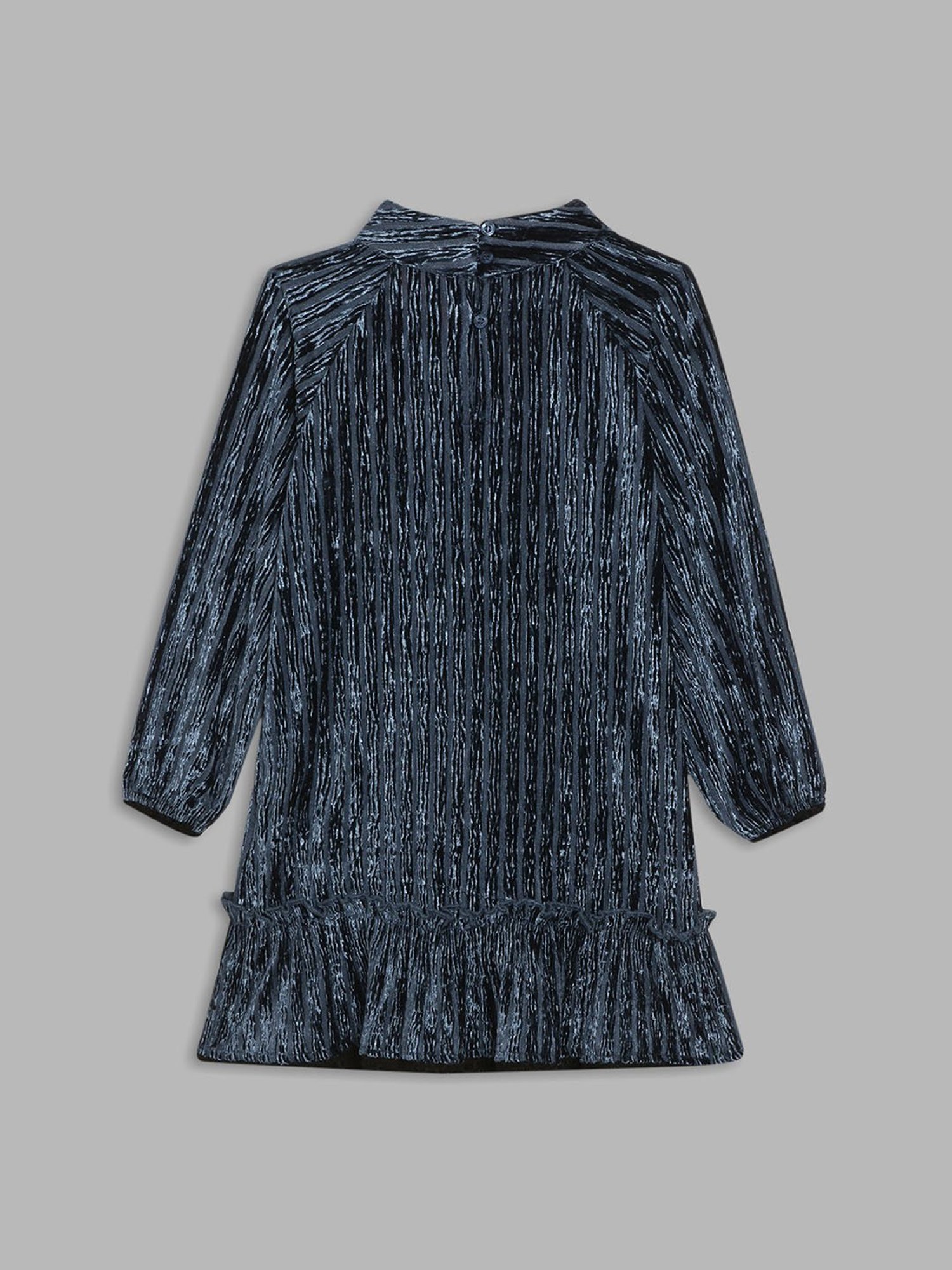 Blue Giraffe Kids Grey & Black Solid Full Sleeves Dress