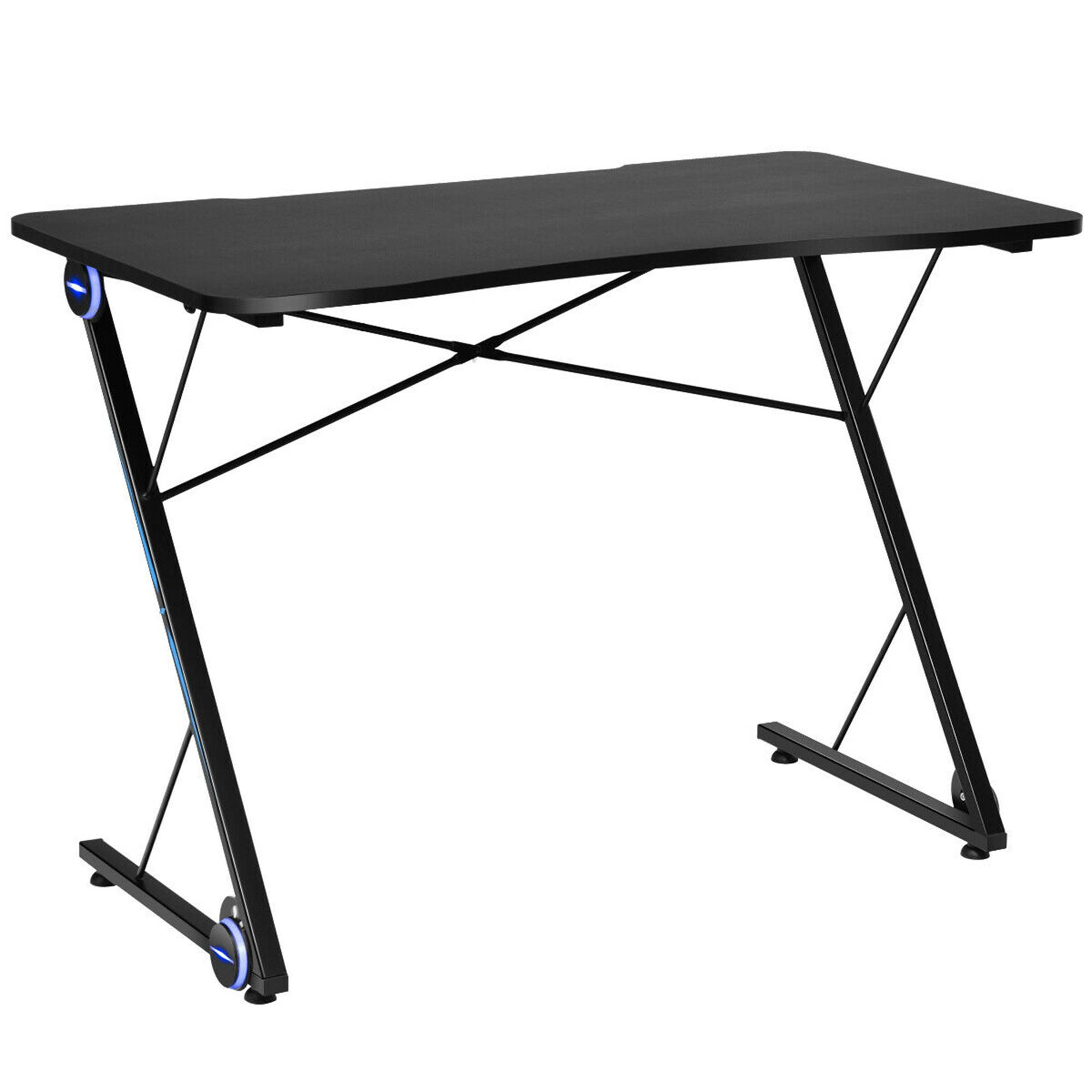 Classic 43.5 inch Gaming Desk Z Shape Office PC Computer Desk Gamer Tables w/ LED Lights