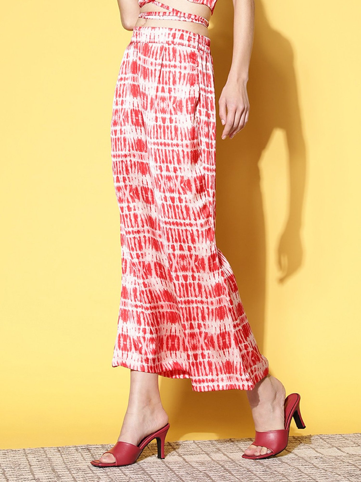 Anvi Be Yourself Red Printed Palazzos