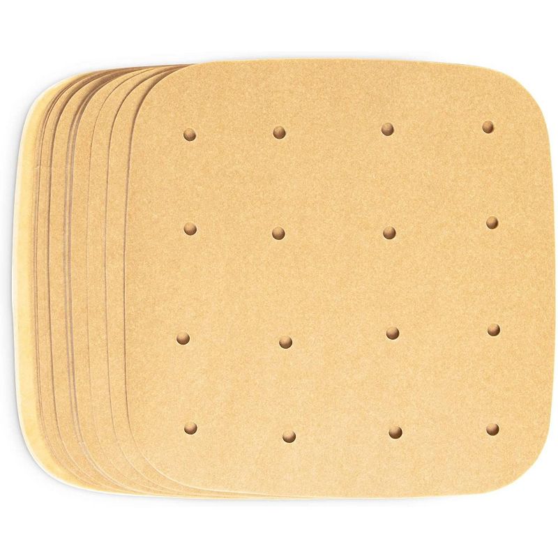 Juvale 200 Pack Square Air Fryer Liners, Unbleached Perforated Parchment Paper, Brown, 7.5"