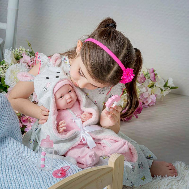 JC Toys Soft Body La Newborn 15.5" baby doll - Pink Bunny Bunting Gift Set