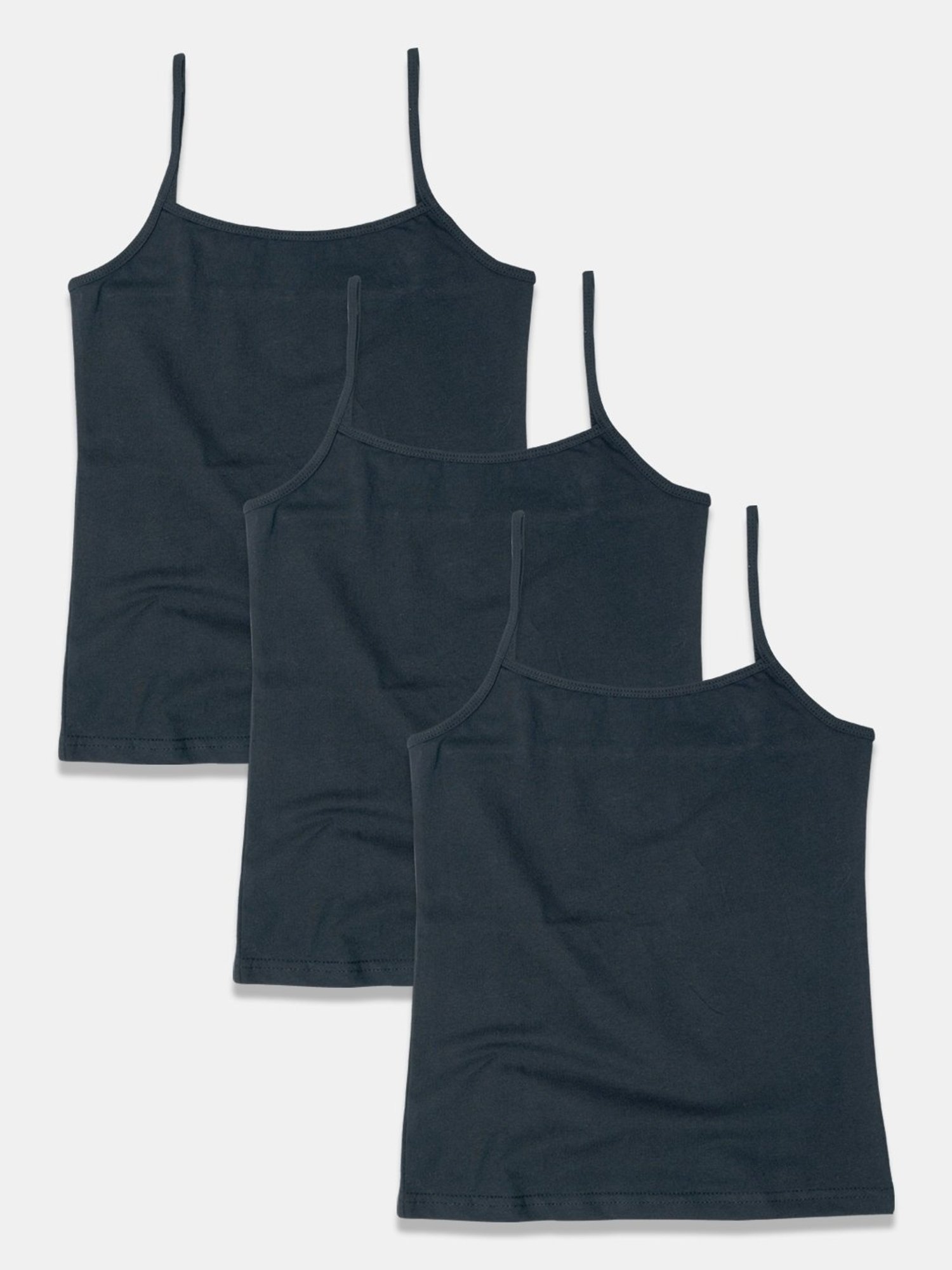 Sillysally Kids Black Solid Camisole (Pack of 3)