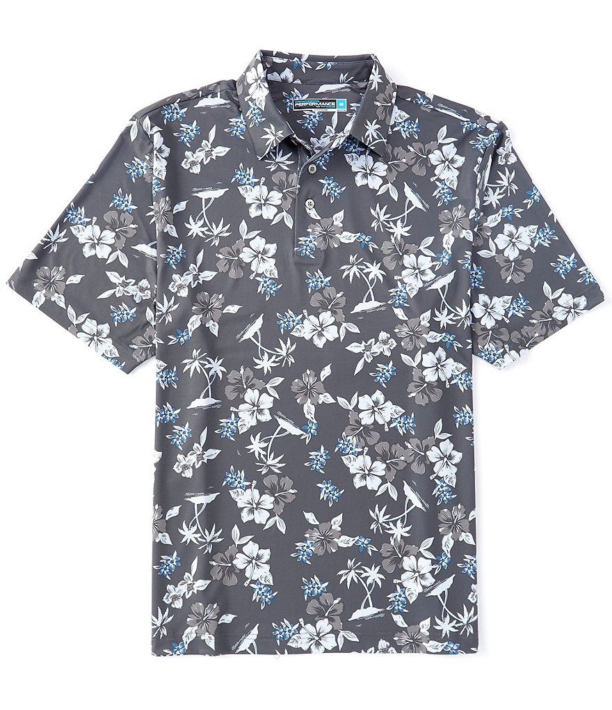 Visconti Petal Print Short-Sleeve Polo Shirt