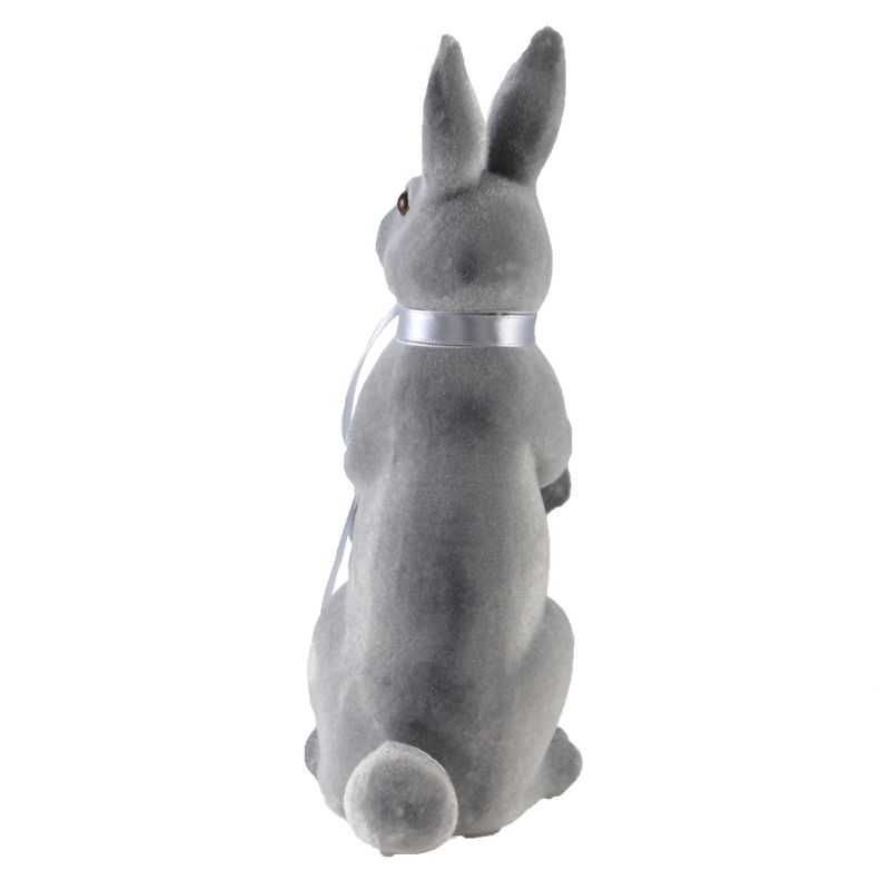 Easter 10.5" Gray Standing Bunny Rabbit Flocked Spring  -  Decorative Figurines