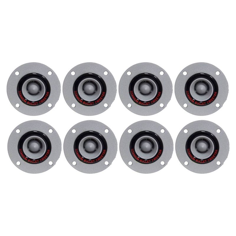 Pyramid TW18 300 Watt 3.25" Super Car Audio Aluminum Tweeters Horn Bullet, White (8 Pack)