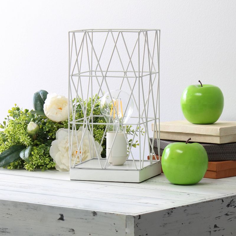 Metal Geometric Square Table Lamp White - Simple Designs