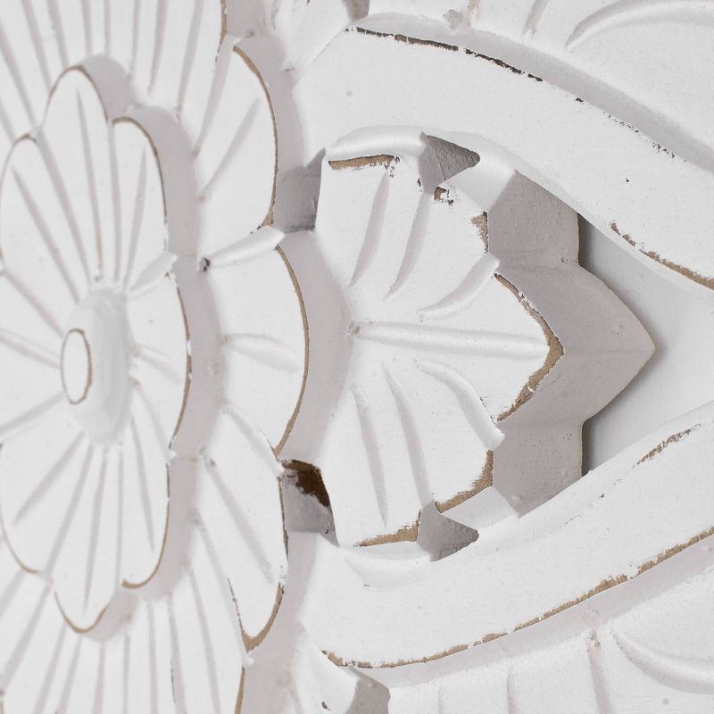 Carved Wooden Coat Rack Wall Shelf White - Crystal Art Gallery