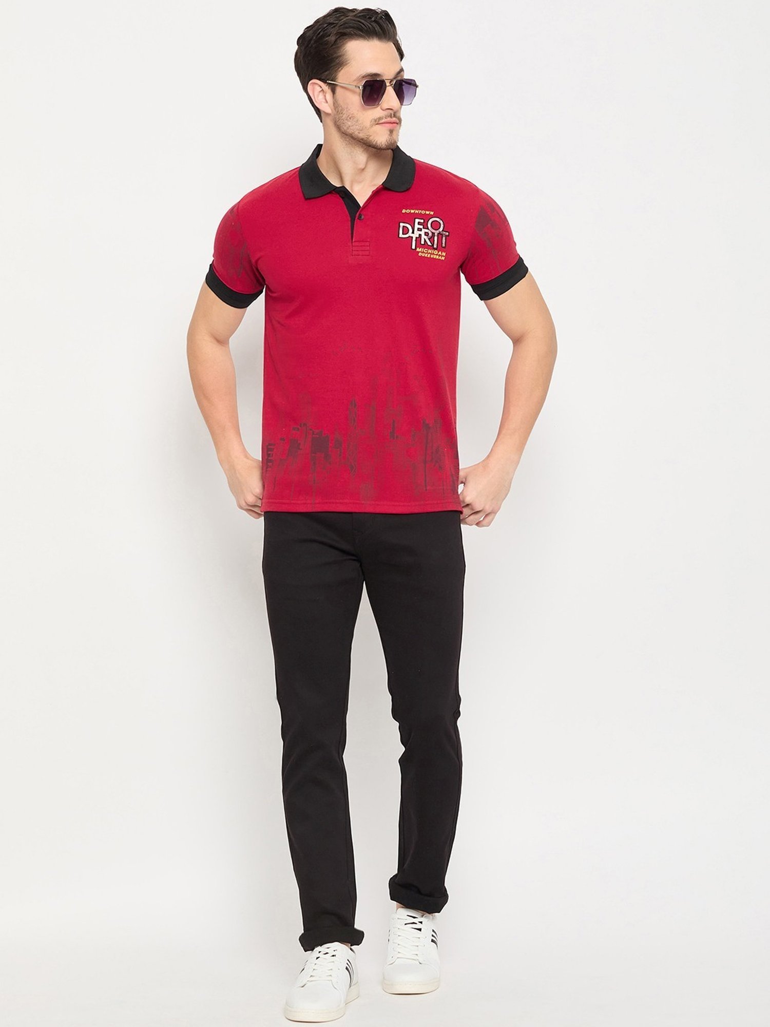 Duke Cranberry Slim Fit Printed Polo T-Shirt