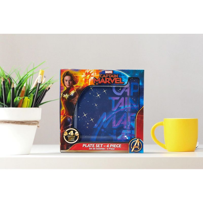 Seven20 Marvel's Captain Marvel Celestial Goose 4-Piece Melamine Plate Set