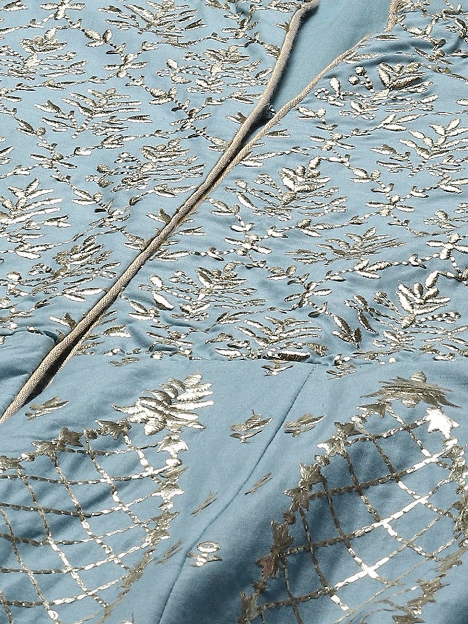 Biba Blue Embroidered Kurta Palazzo Set With Dupatta