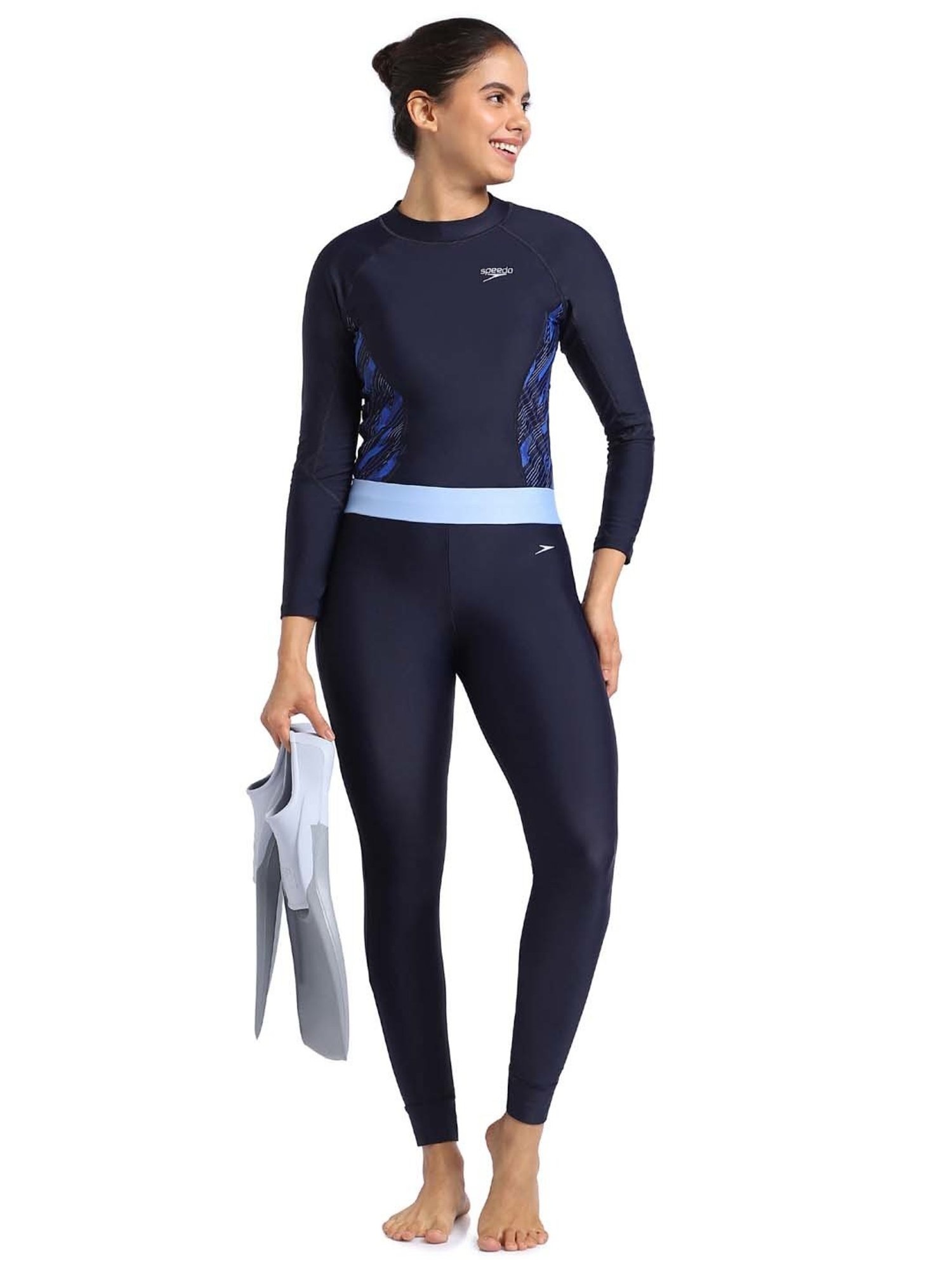 Speedo Navy Self Pattern Swim Leggings