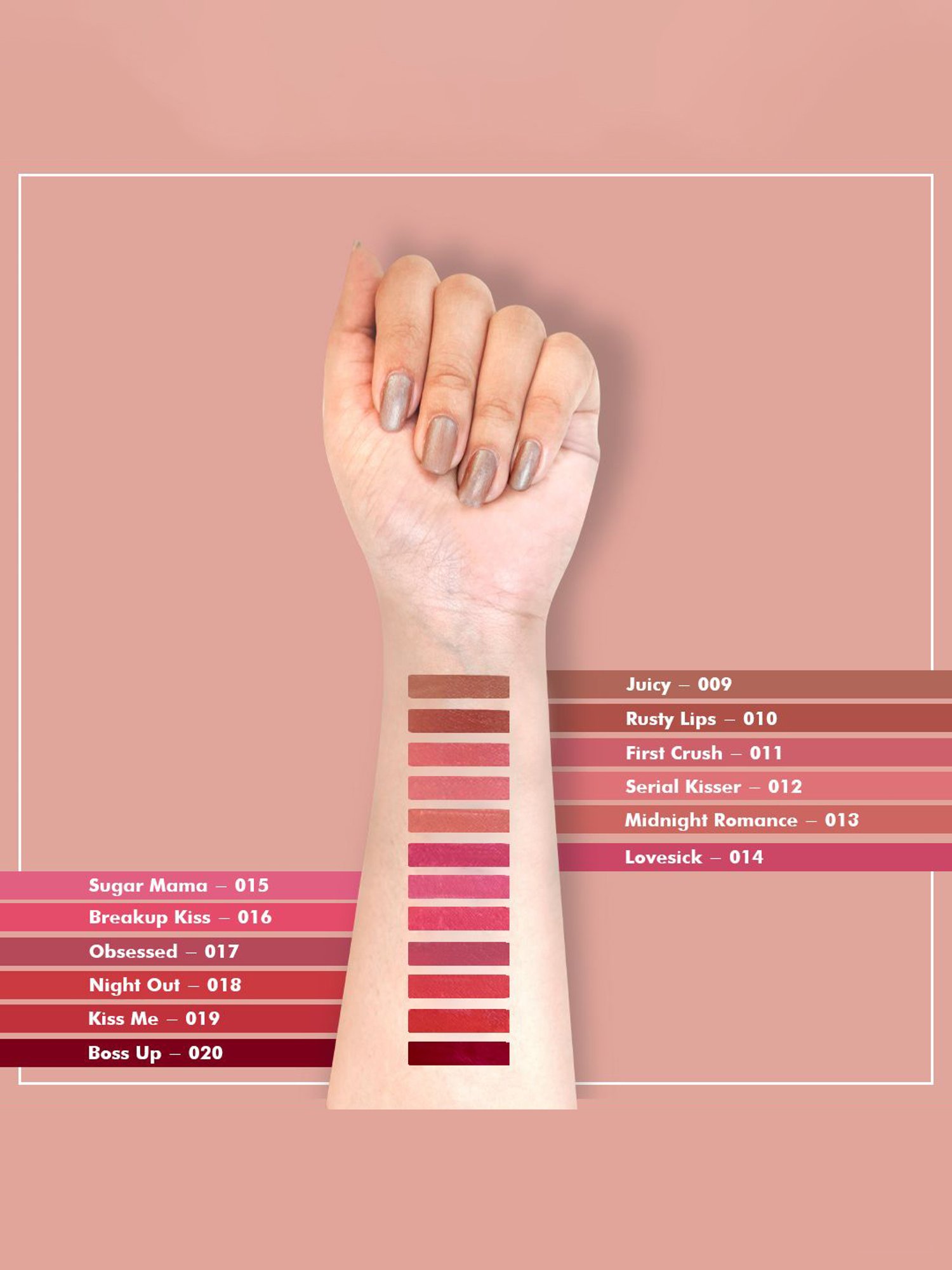 Glamveda Always On Matte Liquid Lipstick Mini Serial Kisser-012 - 1.2 ml