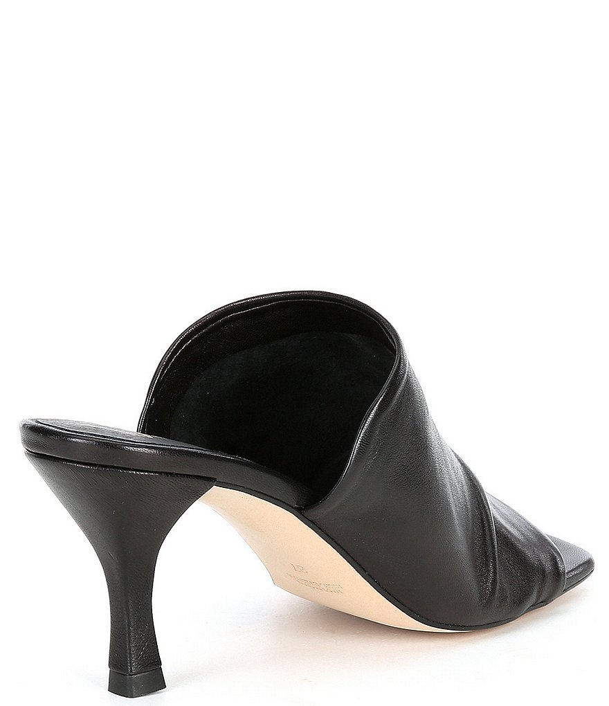 Free People Cara Square Toe Ruched Leather Mules