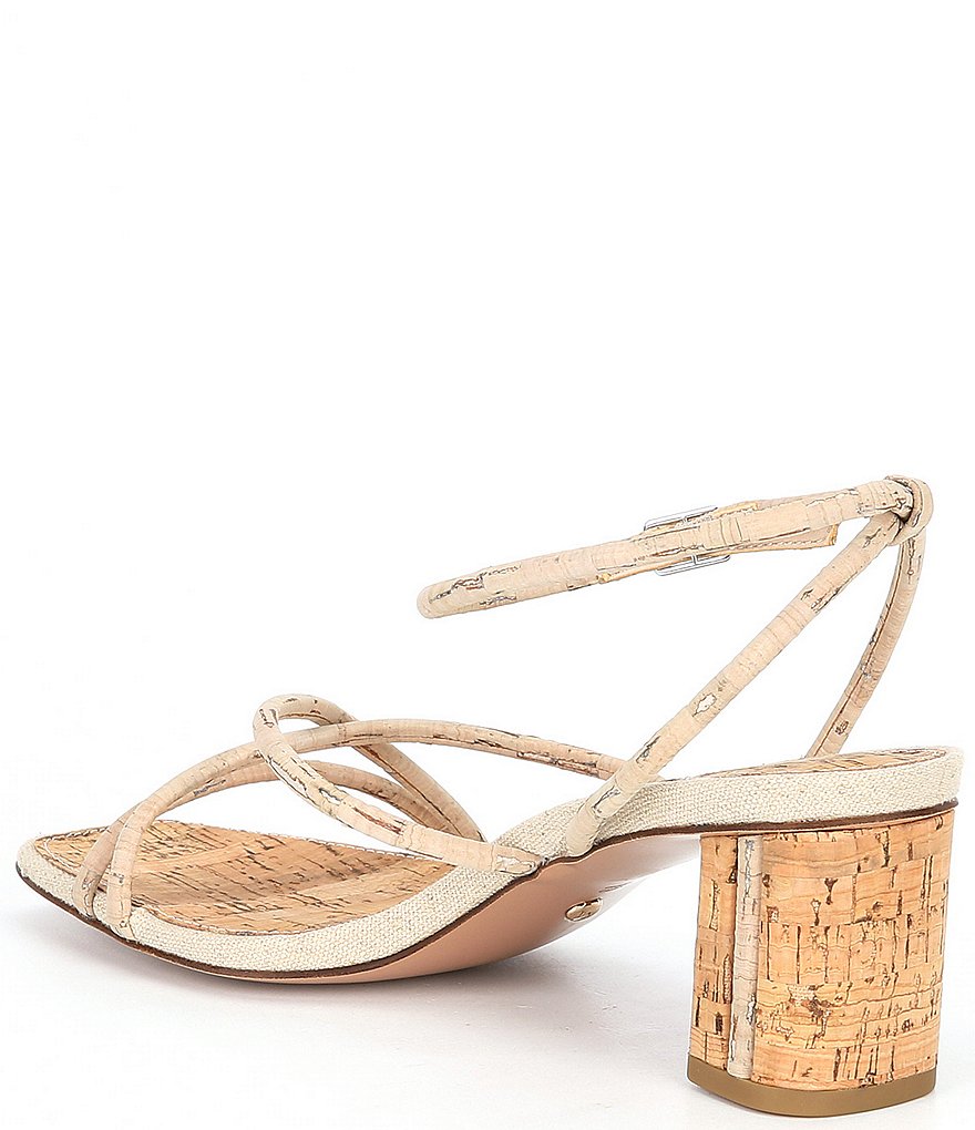 Pelle Moda Viena Washed Cork Strappy Block Heel Dress Sandals