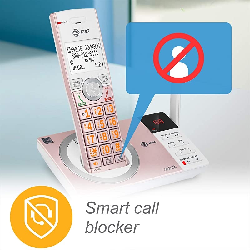 CL82557 5 Handset Answering System with Caller ID Announce, Rose Gold