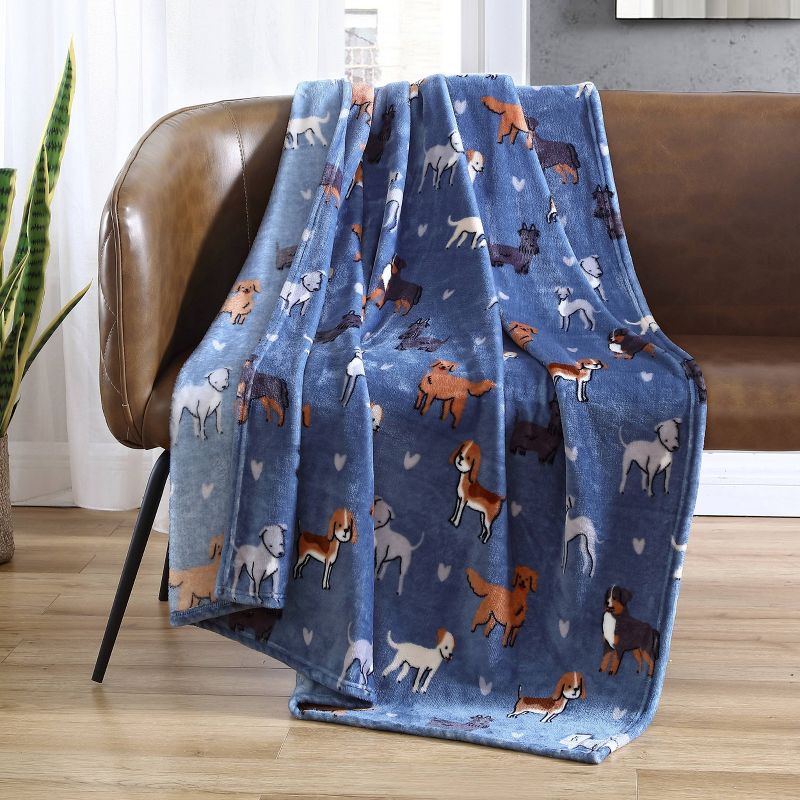 ED Ellen Degeneres 50"x70" Furry Friends Throw Blanket Blue