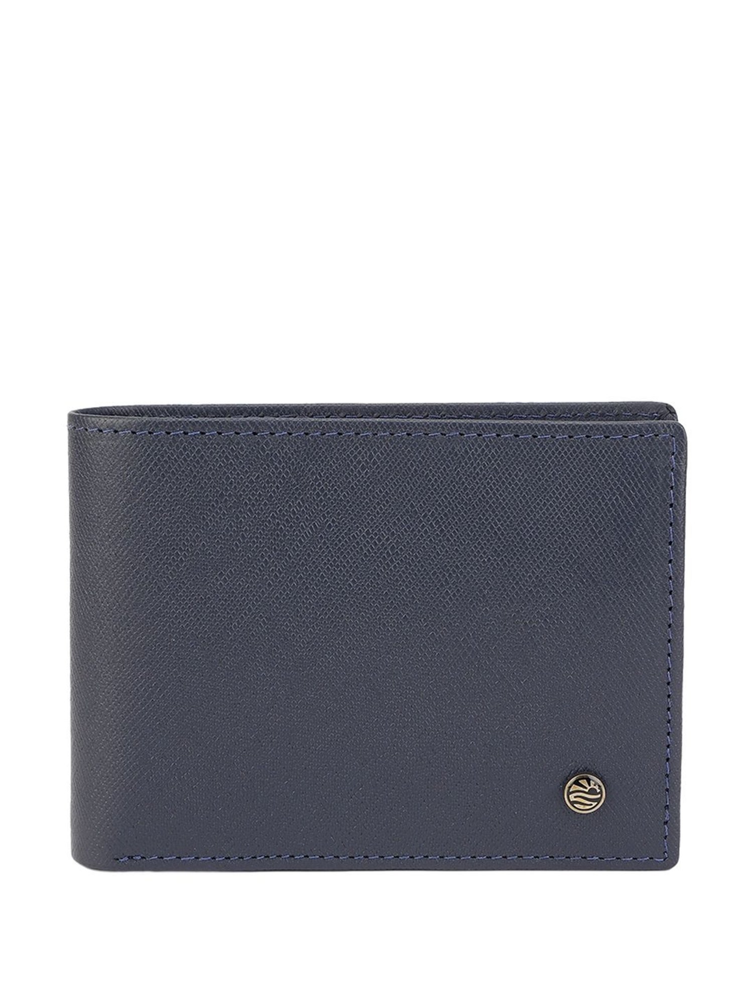 PERQUISITE Navy Casual Leather Bi-Fold Wallet for men