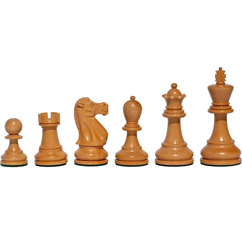 WE Games Jacques Chessmen - Black Stained Kari Wood with 3.75 in. King - in Wooden Treasure Box