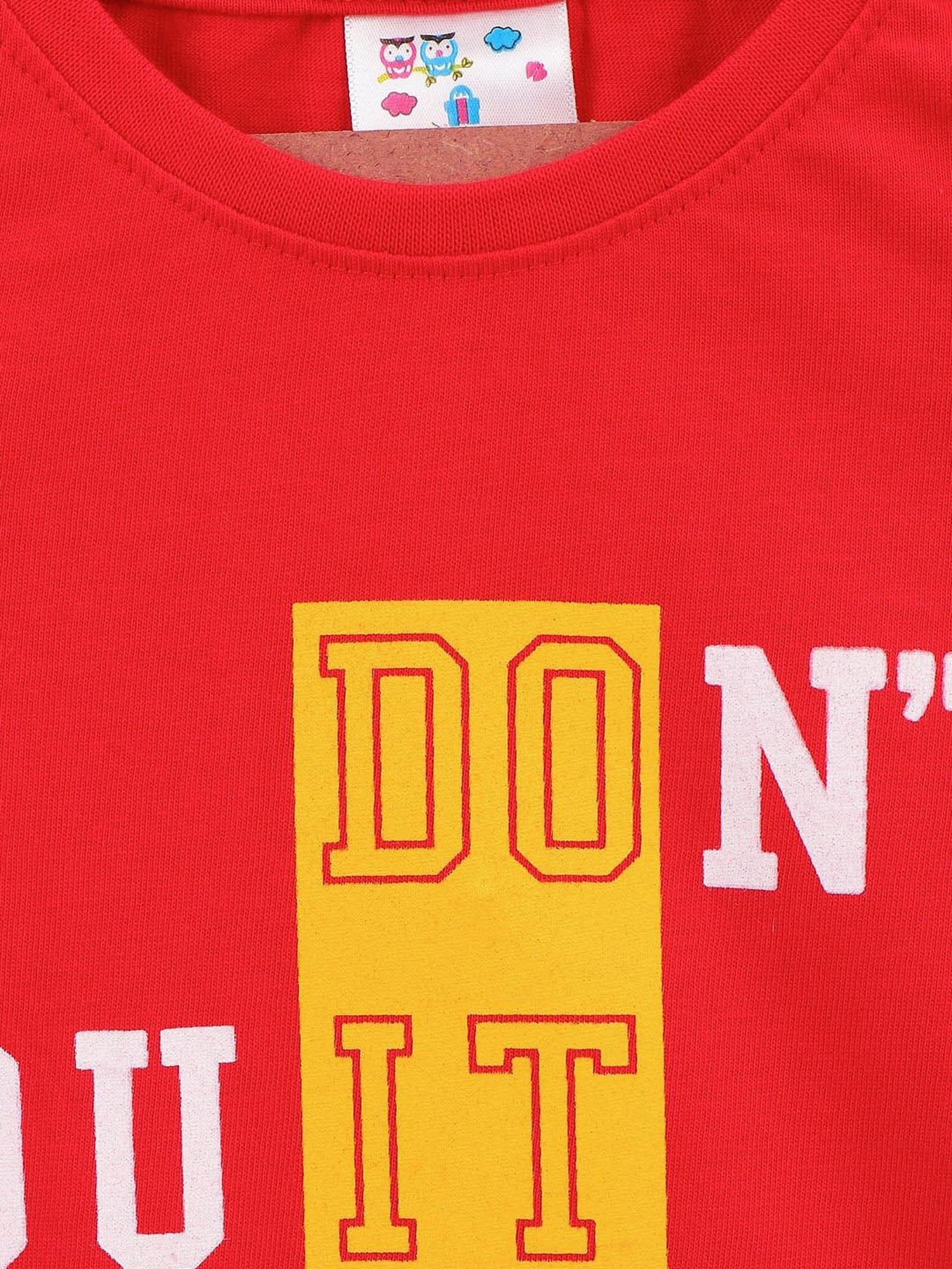 LilPicks Kids Red Cotton Printed T-Shirt