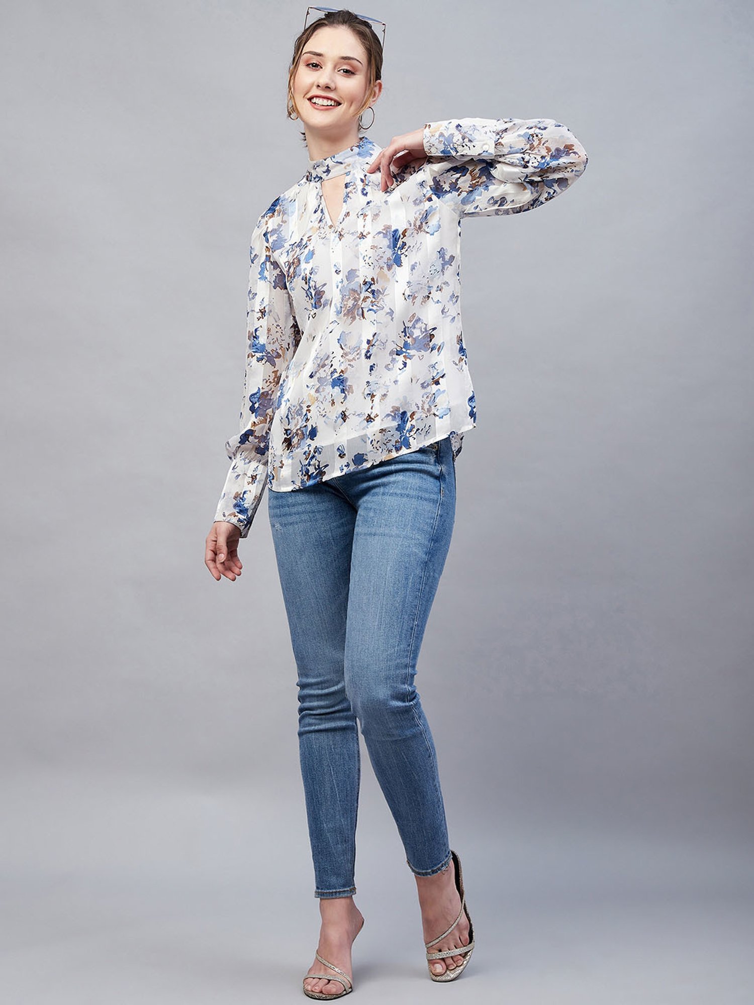 Carlton London White Floral Top