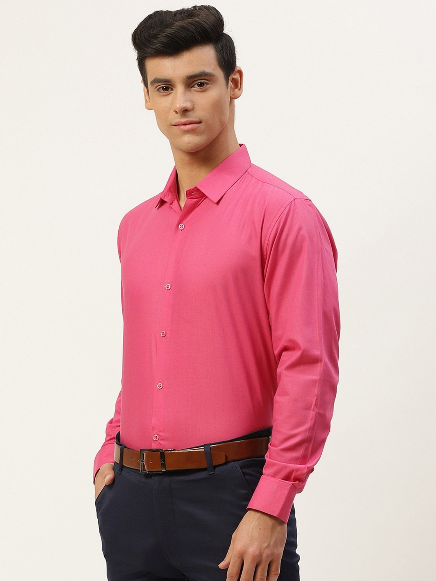 Sojanya Pink Cotton Regular Fit Shirt