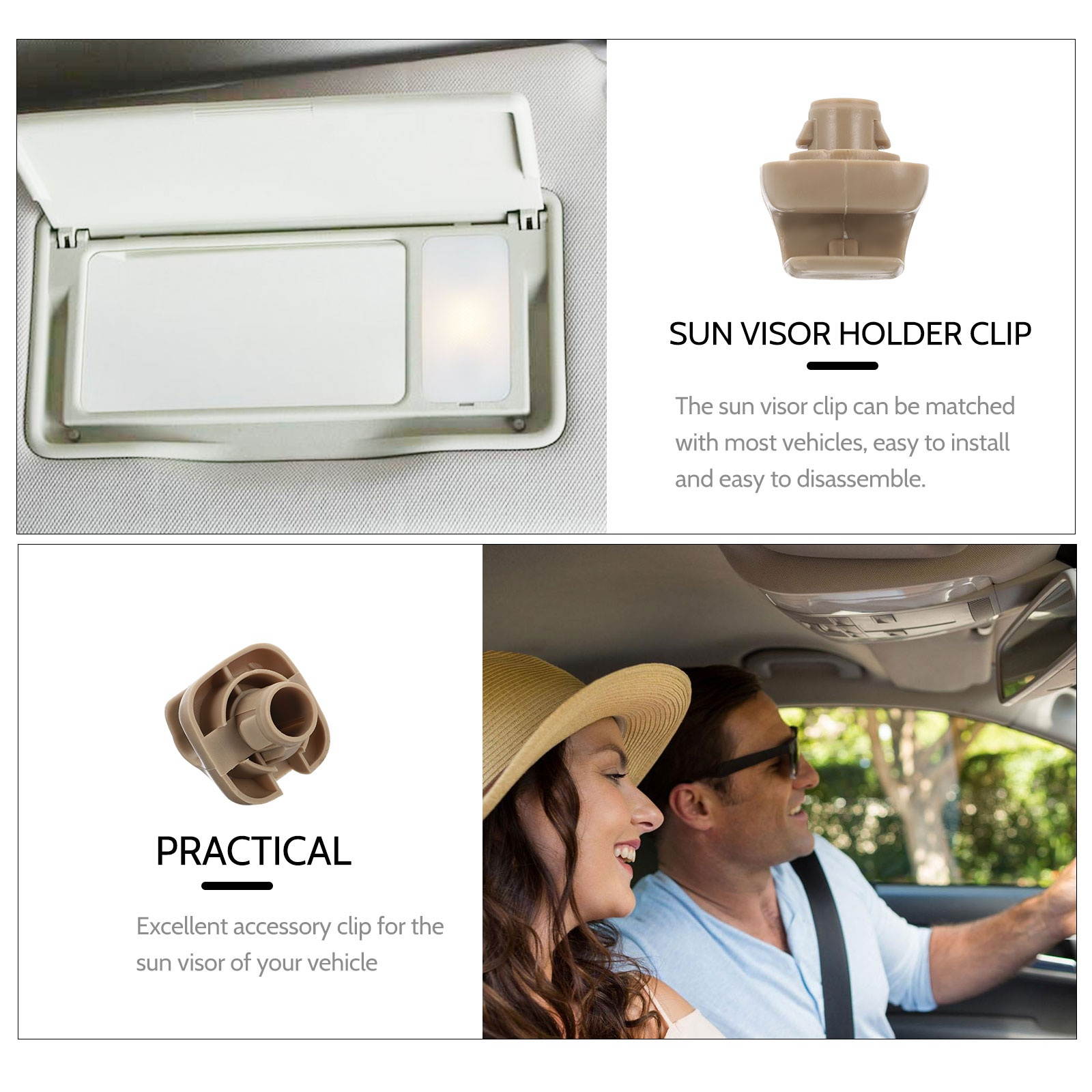 4pcs Practical Sturdy Portable Sun Visor Holder Clip Interior Sun Visor Hook Sunscreen Holder Hook