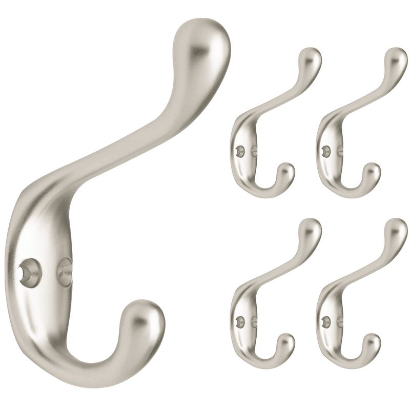 Franklin Brass 5pk 3" Heavy Duty Coat & Hat Decorative Hooks Nickel
