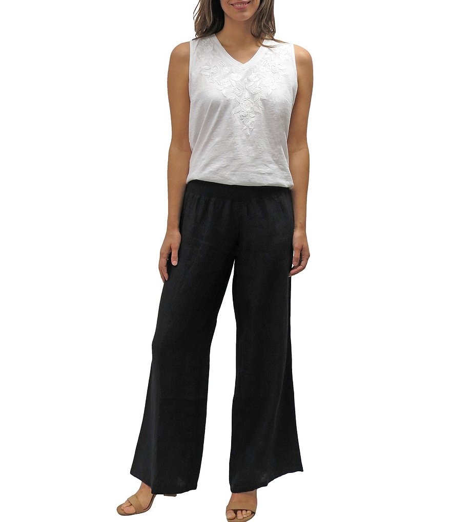 Karyn Seo Brysa Wide-Leg Pull-On Linen Pants