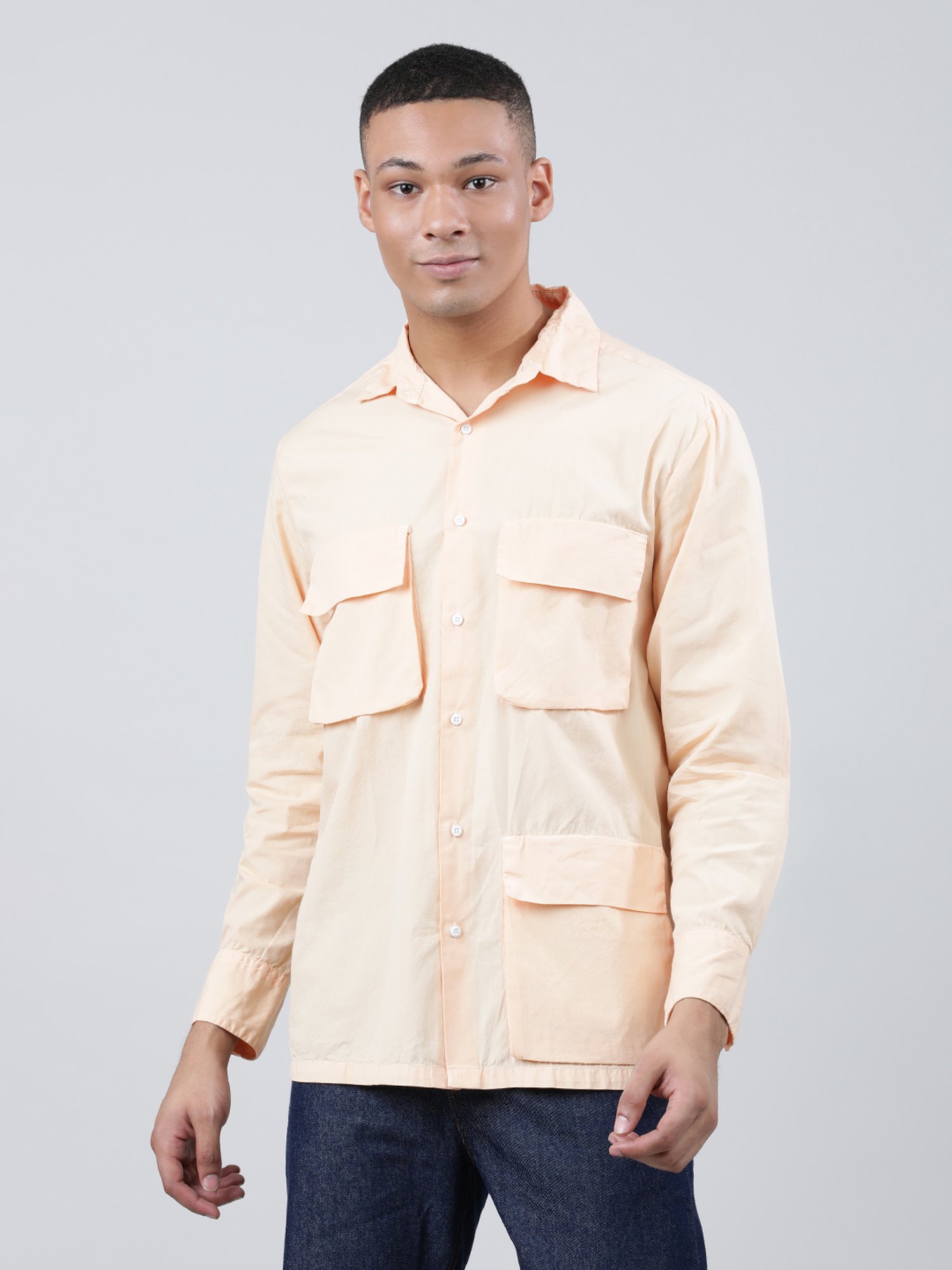 Bene Kleed Peach Relaxed Fit Cotton Shirt