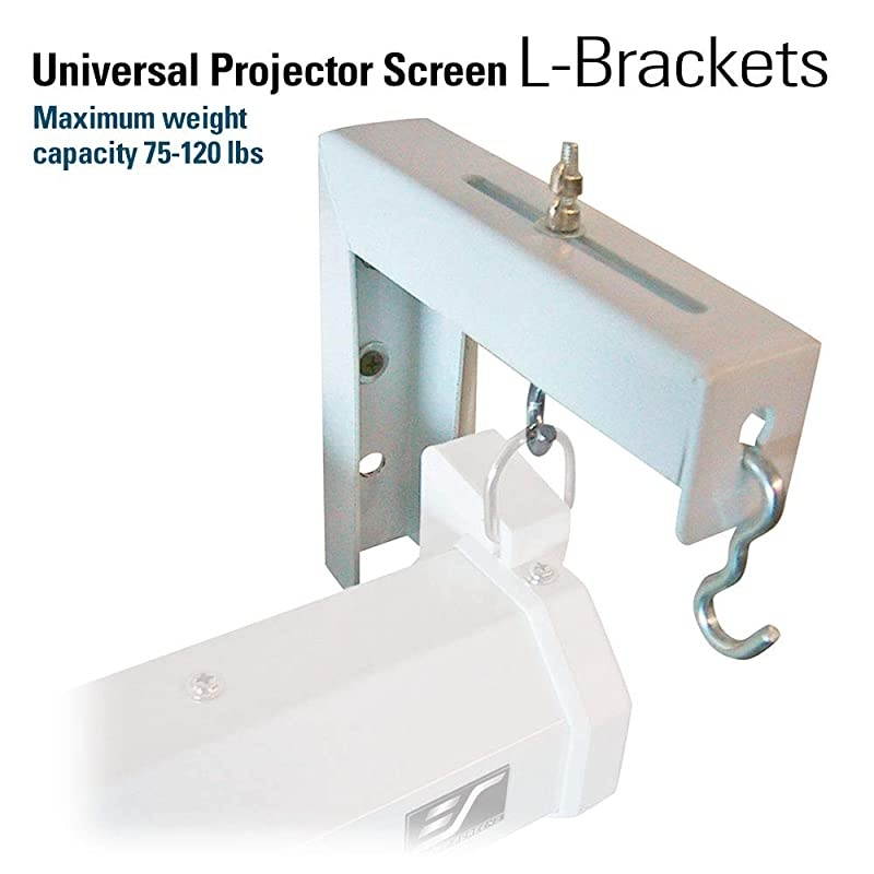 6quot White Universal Projector Screen LBrackets Single Metal Welded Construction Wall or Ceiling Mount Includes Hooks and Hardware Model ZVMAXLB6W