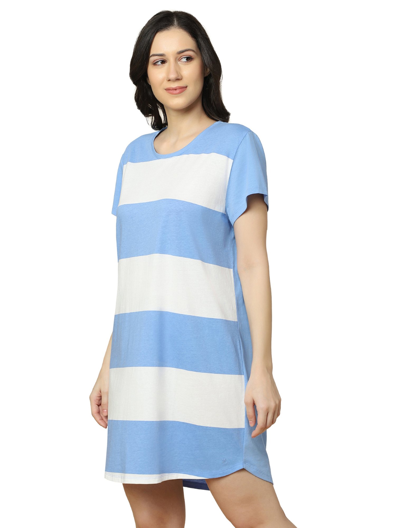 Triumph Blue Cotton Striped Sleep Tees