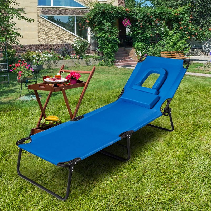 Costway Folding Chaise Lounge Chair Adjustable Outdoor Patio Beach Camping Recliner