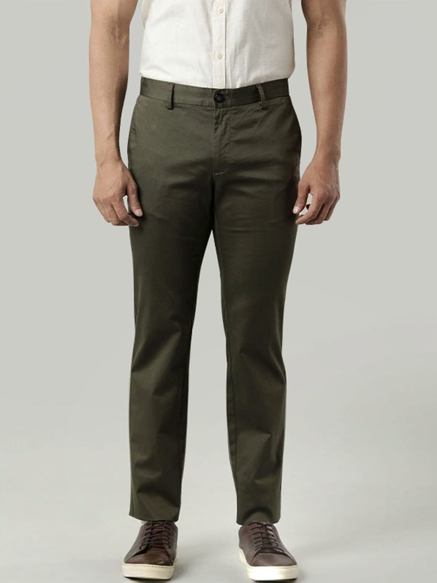 Indian Terrain Olive Slim Fit Trousers