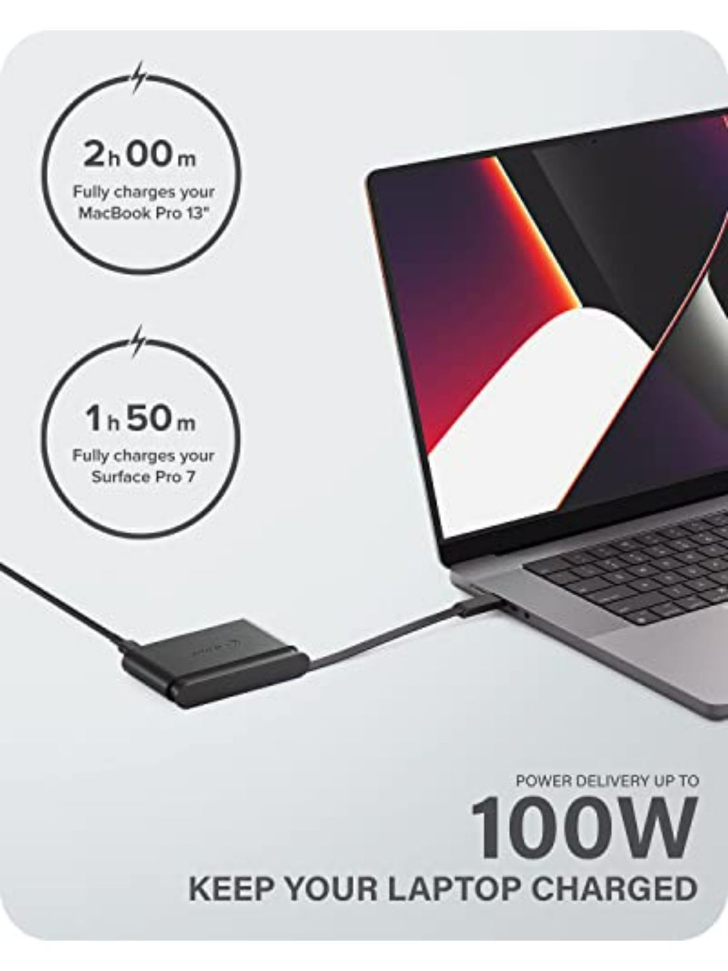 Moerdon MUC-C4C100W 100 Watt Fast Charging Data transfer Cable (Black)