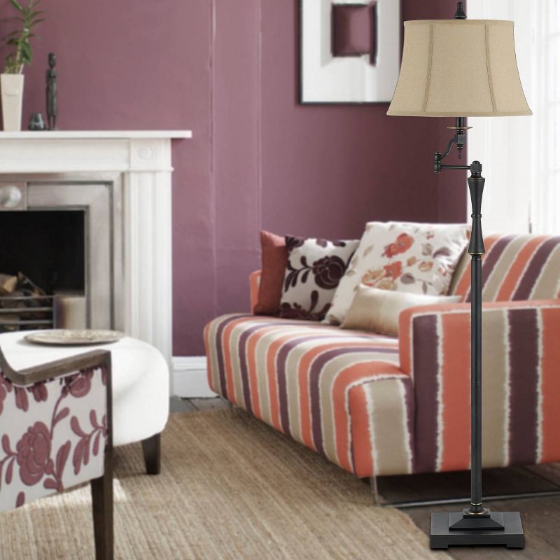 61" 3-way Madison Oil Rubbed Metal Swing Arm Floor Lamp Bronze - Cal Lighting