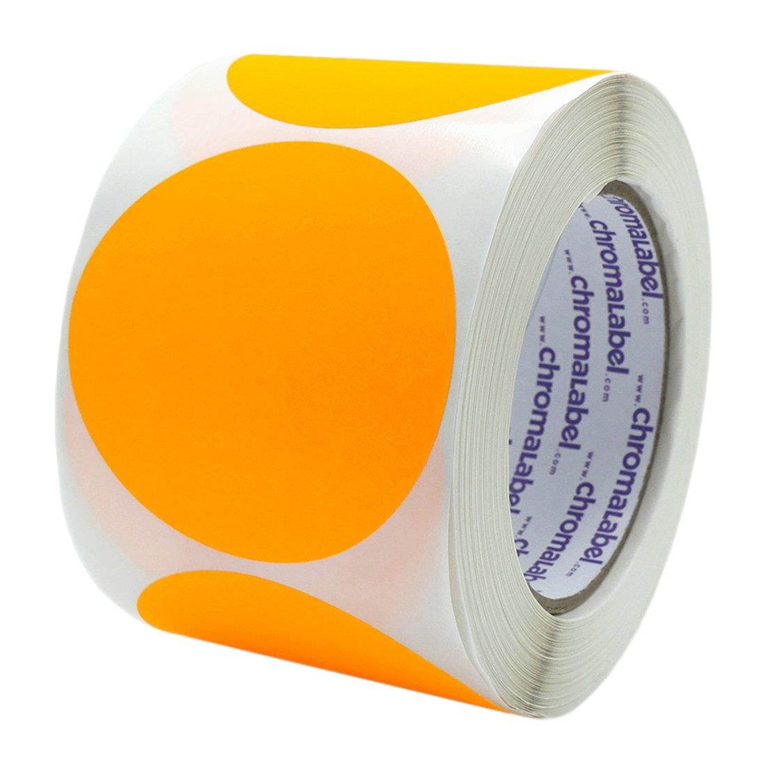 ChromaLabel 3 inch Color-Code Dot Labels | 500/Roll (Fluorescent Orange)
