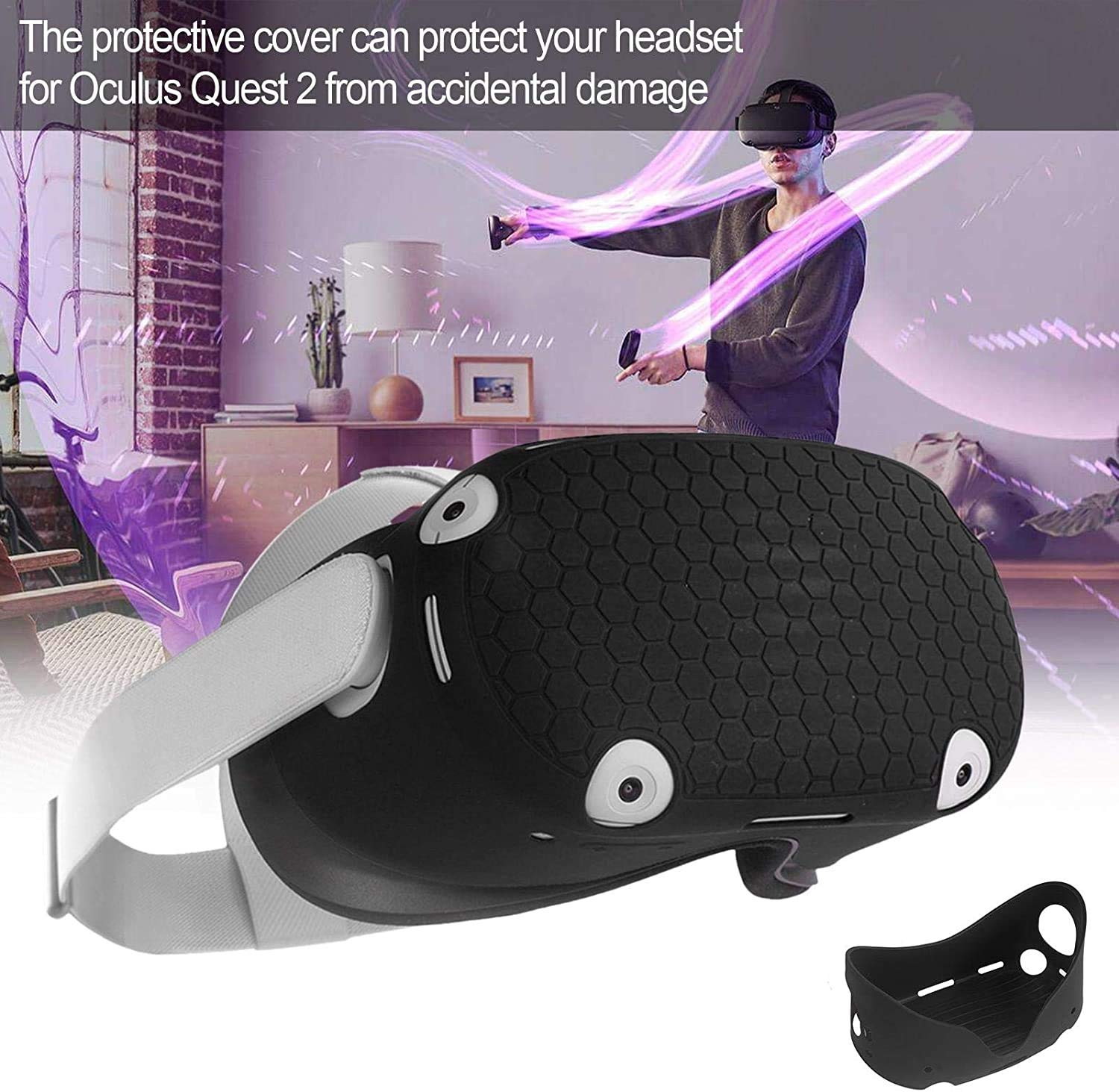 For Oculus Quest 2 VR Shell Front Face Protector Cover Anti Scratch Anti Dust Anti Shock,washed soft  flexible